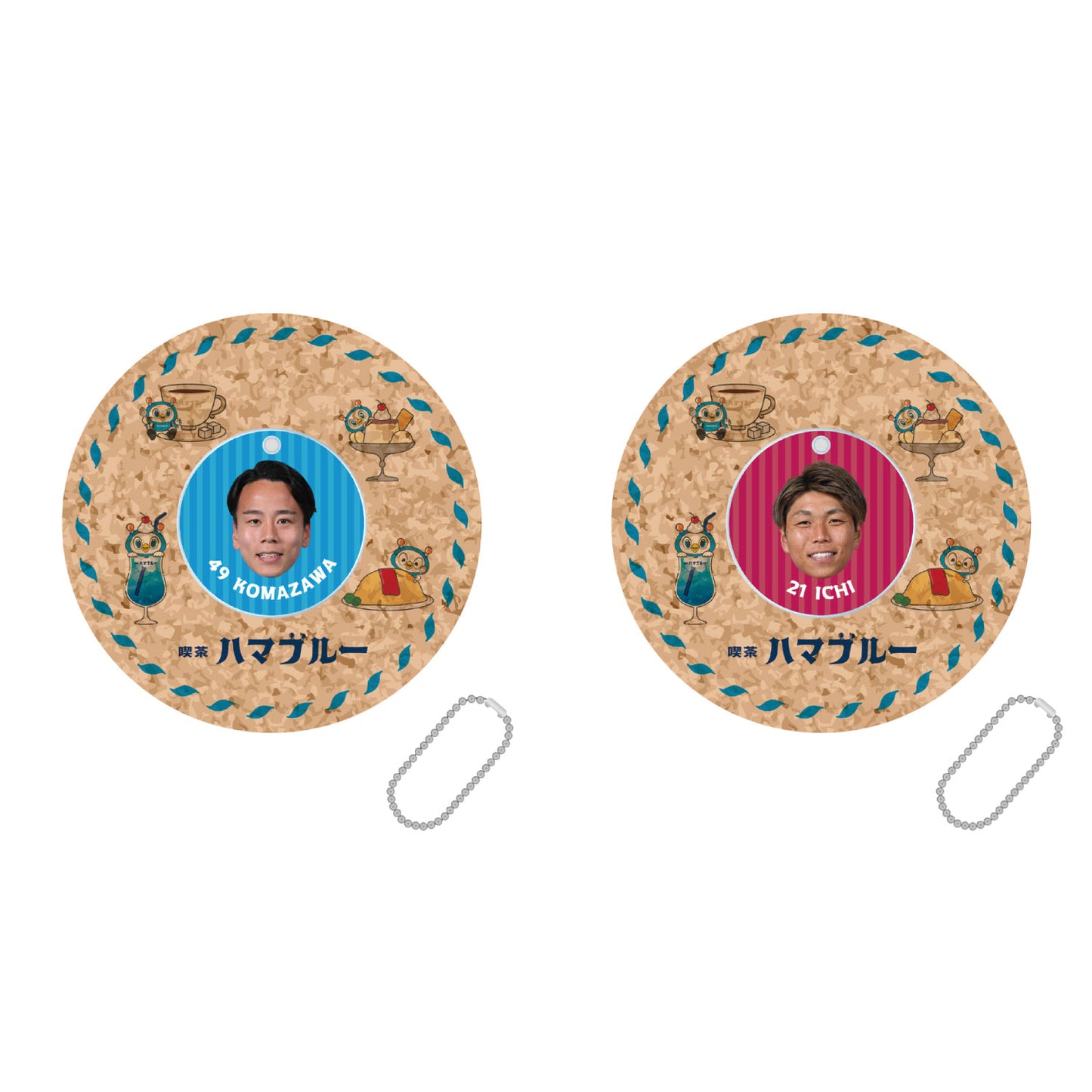 《シークレット》喫茶ハマブルーアクリルキーチェーンにもなるコルクコースター